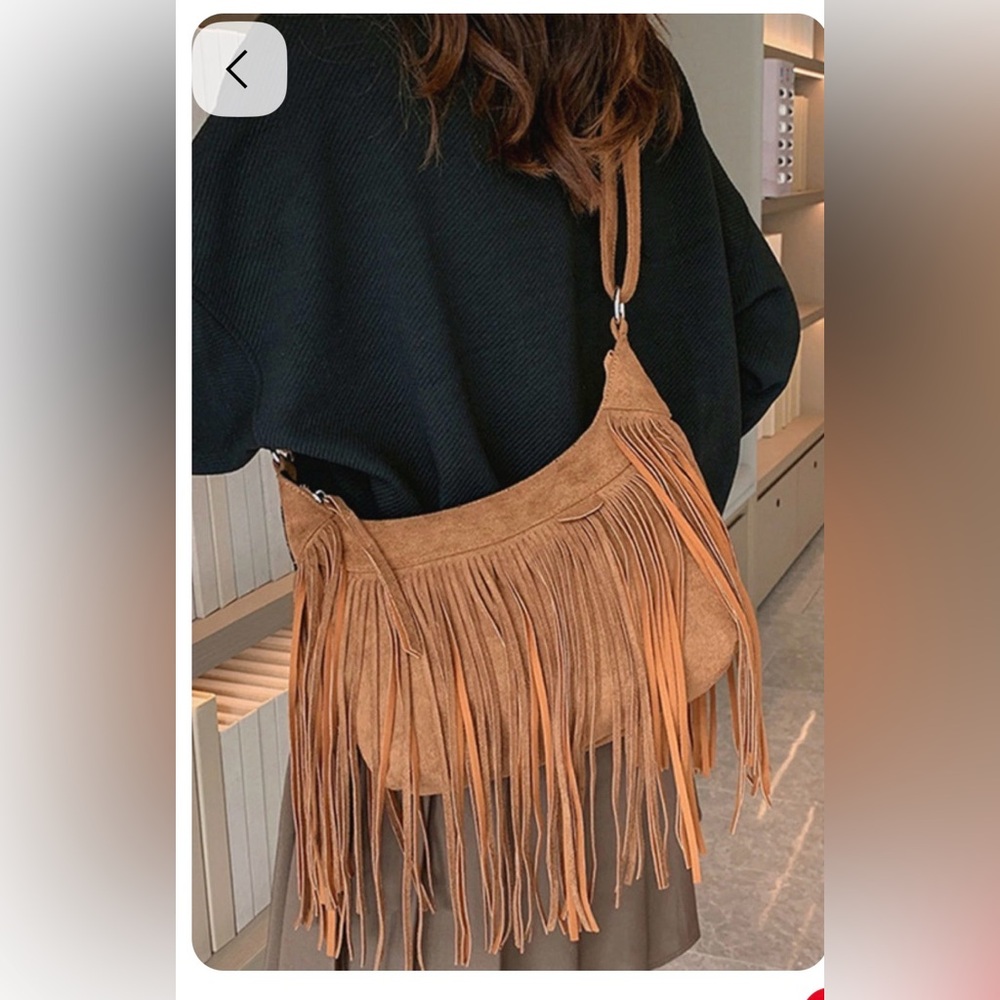 ANTIK KRAFT | brown fringed crossbody with chain link
